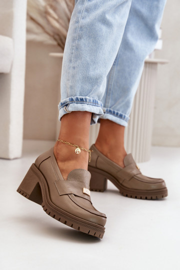 Zazoo 20168 Style élégant chaussures Féminin avec des talons Cuir naturel beige