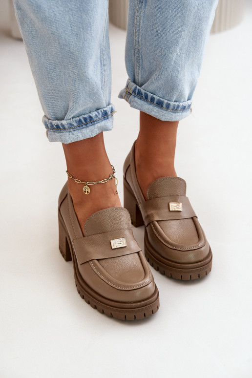 Zazoo 20168 Eleganter Stil Schuhe Feminin mit Absätzen Ermöglichtturleder Beige