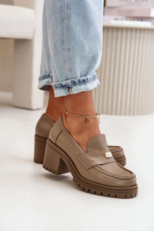 Zazoo 20168 Style élégant chaussures Féminin avec des talons Cuir naturel beige