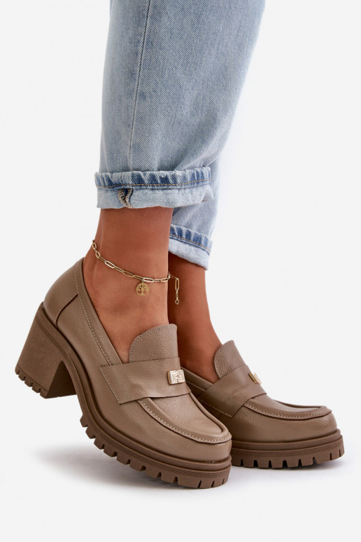 Zazoo 20168 Eleganter Stil Schuhe Feminin mit Absätzen Ermöglichtturleder Beige