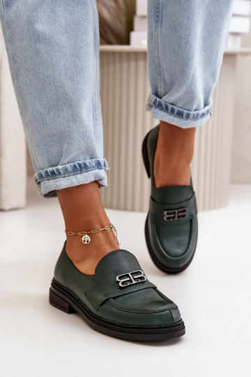 Zazoo 20174 Leder elegante Damen Schuhe mit breiten Absätzen in chaki Farbe 2