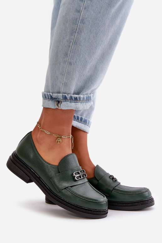 Zazoo 20174 Leer Elegante stijl schoenen Dames met brede hakken kaki kleuren Zazoo 20174 Leer Elegante stijl schoenen Dames met brede hakken kaki kleuren