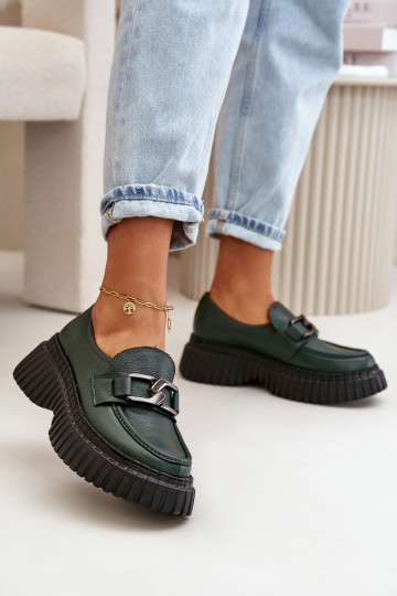 Zazoo 20176 Schuhe Mokassins für Damen Aus Ermöglichtturleder Khaki-Farbe-Farbe