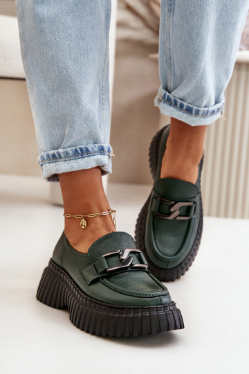 Zazoo 20176 Schuhe Mokassins für Damen Aus Ermöglichtturleder Khaki-Farbe-Farbe 2