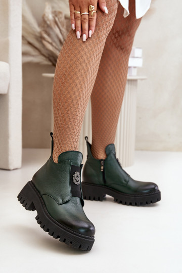 Zazoo 60451 Bottes pour femmes avec des ornements couleur kaki