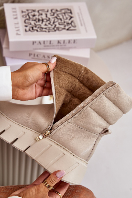 Zazoo 60512 Dameslaarzen van echt leer Opar het kasteel Inarm met vilt ivoor