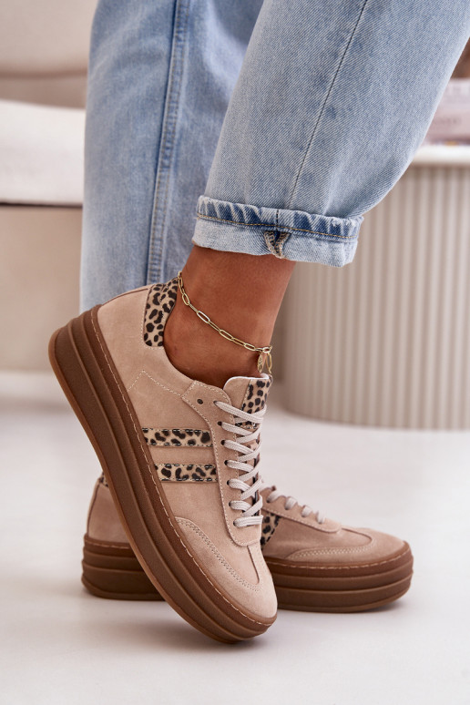 Zazoo N1068S4 Stilvollllschuhe aus INildleder-Sneakers mit einer Plattform mit Leopardenfellmuster pinke Farbe Zazoo N1068S4 Stilvollllschuhe aus INildleder-Sneakers mit einer Plattform mit Leopardenfellmuster pinke Farbe