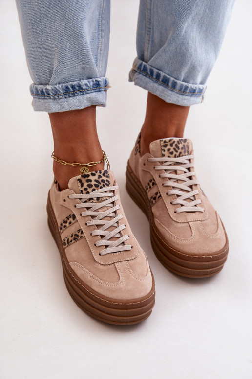 Zazoo N1068S4 Stilvollllschuhe aus INildleder-Sneakers mit einer Plattform mit Leopardenfellmuster pinke Farbe Zazoo N1068S4 Stilvollllschuhe aus INildleder-Sneakers mit einer Plattform mit Leopardenfellmuster pinke Farbe