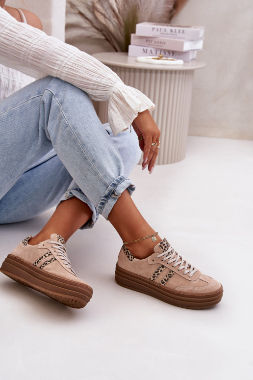 Zazoo N1068S4 Stilvollllschuhe aus INildleder-Sneakers mit einer Plattform mit Leopardenfellmuster pinke Farbe Zazoo N1068S4 Stilvollllschuhe aus INildleder-Sneakers mit einer Plattform mit Leopardenfellmuster pinke Farbe