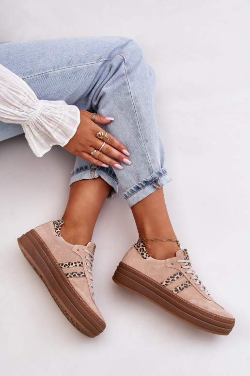 Zazoo N1068S4 Stilvollllschuhe aus INildleder-Sneakers mit einer Plattform mit Leopardenfellmuster pinke Farbe Zazoo N1068S4 Stilvollllschuhe aus INildleder-Sneakers mit einer Plattform mit Leopardenfellmuster pinke Farbe