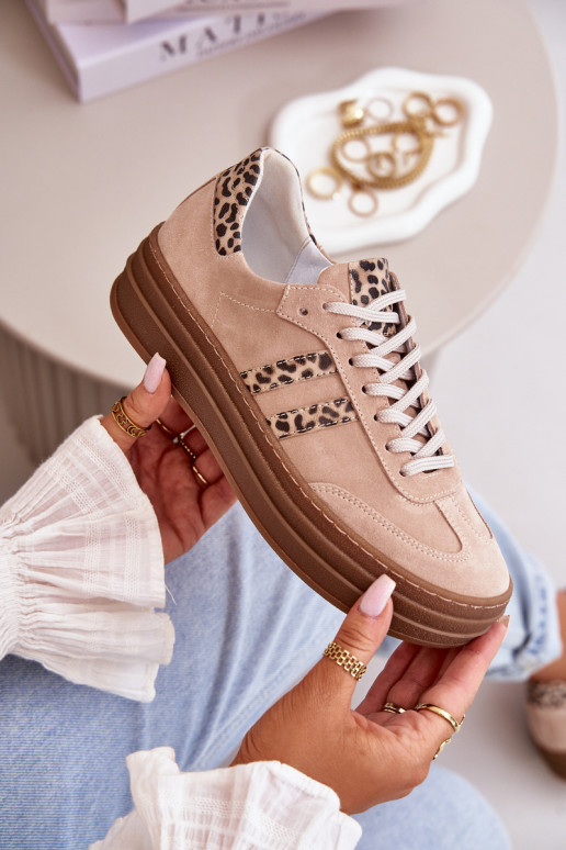 Zazoo N1068S4 Stilvollllschuhe aus INildleder-Sneakers mit einer Plattform mit Leopardenfellmuster pinke Farbe Zazoo N1068S4 Stilvollllschuhe aus INildleder-Sneakers mit einer Plattform mit Leopardenfellmuster pinke Farbe