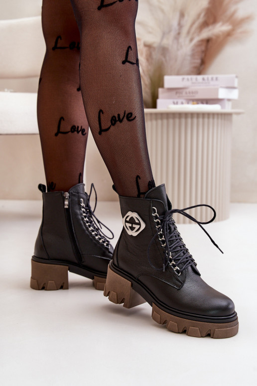 Zazoo 60376 Leer opInarmen Laarzen met ritssluitingen zInart