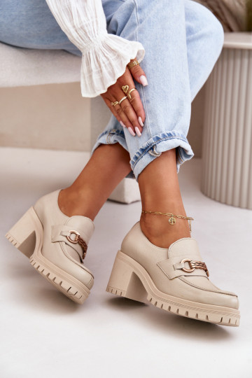Zazoo 20175 chaussures Féminin avec des talons Cuir naturel couleur ivoire