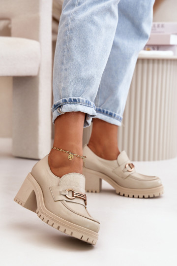 Zazoo 20175 chaussures Féminin avec des talons Cuir naturel couleur ivoire 2