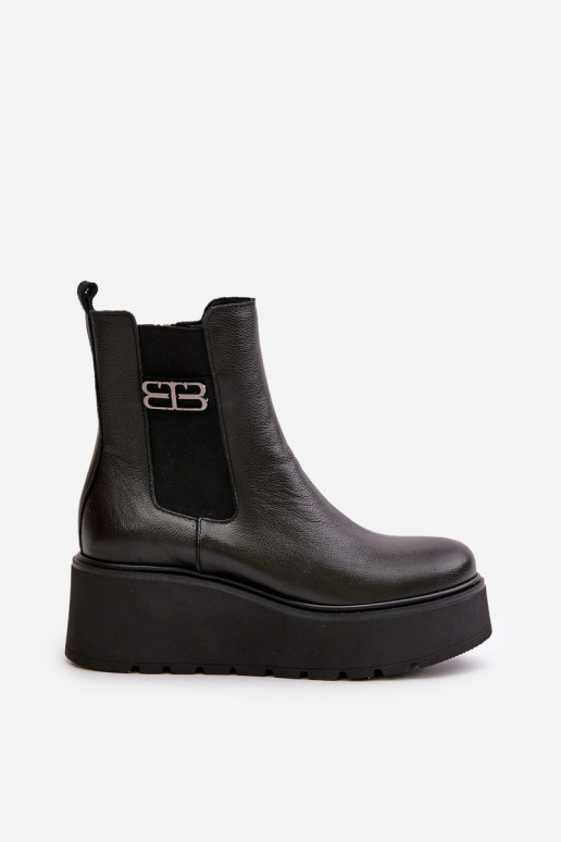 Zazoo 60498 Bottes pour femmes Bottines Chelsea avec une plateforme I Koturnie couleur noire