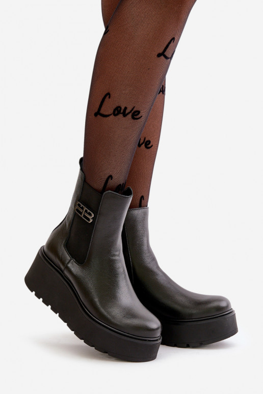 Zazoo 60498 Bottes pour femmes Bottines Chelsea avec une plateforme I Koturnie couleur noire