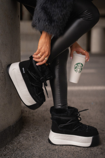 Leer SneeuIn laarzen Dames Op dikke zool met bont Big Star OO274A206 zInart