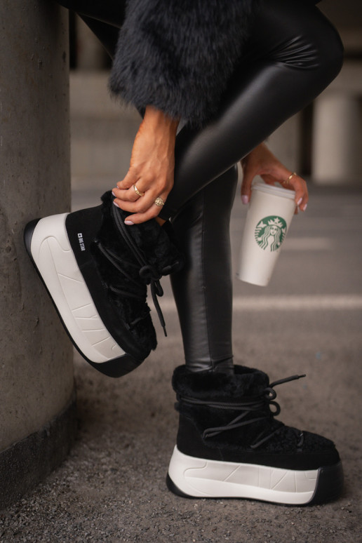 Peau Bottes de neige Féminin Sur une semelle épaisse avec un manteau de fourrure Big Star OO274A206 couleur noire Peau Bottes de neige Féminin Sur une semelle épaisse avec un manteau de fourrure Big Star OO274A206 couleur noire