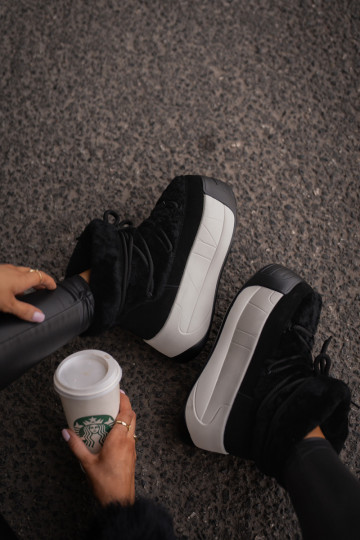 Haut Schneestiefel Feminin Auf dicker Sohle mit Pelzmantel Big Star OO274A206 schZuarze Farbe 2