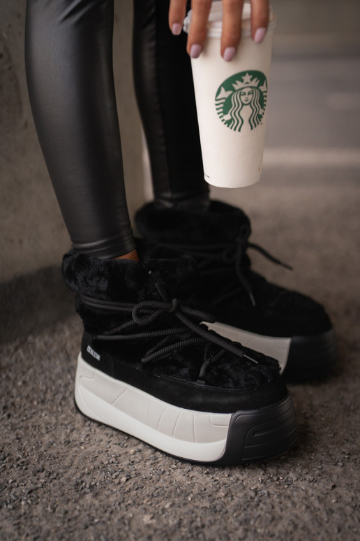 Peau Bottes de neige Féminin Sur une semelle épaisse avec un manteau de fourrure Big Star OO274A206 couleur noire Peau Bottes de neige Féminin Sur une semelle épaisse avec un manteau de fourrure Big Star OO274A206 couleur noire