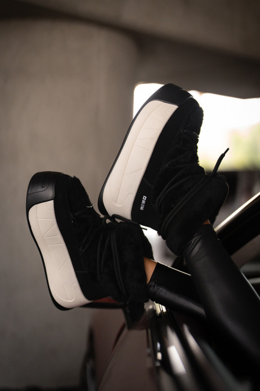 Peau Bottes de neige Féminin Sur une semelle épaisse avec un manteau de fourrure Big Star OO274A206 couleur noire Peau Bottes de neige Féminin Sur une semelle épaisse avec un manteau de fourrure Big Star OO274A206 couleur noire