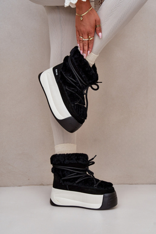 Haut Schneestiefel Feminin Auf dicker Sohle mit Pelzmantel Big Star OO274A206 schZuarze Farbe Haut Schneestiefel Feminin Auf dicker Sohle mit Pelzmantel Big Star OO274A206 schZuarze Farbe