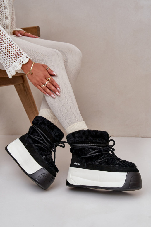 Peau Bottes de neige Féminin Sur une semelle épaisse avec un manteau de fourrure Big Star OO274A206 couleur noire Peau Bottes de neige Féminin Sur une semelle épaisse avec un manteau de fourrure Big Star OO274A206 couleur noire