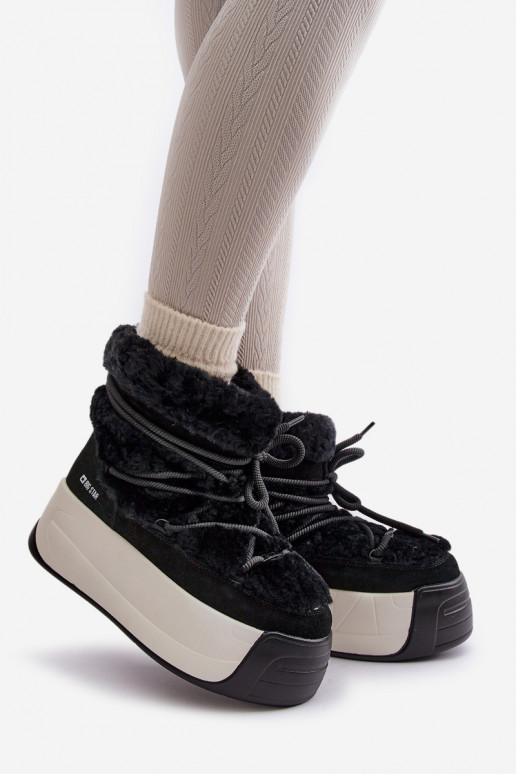 Peau Bottes de neige Féminin Sur une semelle épaisse avec un manteau de fourrure Big Star OO274A206 couleur noire Peau Bottes de neige Féminin Sur une semelle épaisse avec un manteau de fourrure Big Star OO274A206 couleur noire