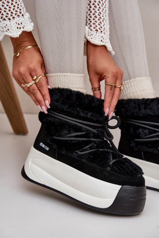 Peau Bottes de neige Féminin Sur une semelle épaisse avec un manteau de fourrure Big Star OO274A206 couleur noire Peau Bottes de neige Féminin Sur une semelle épaisse avec un manteau de fourrure Big Star OO274A206 couleur noire