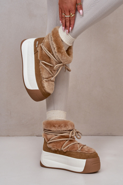 Peau Bottes de neige Féminin Sur une semelle épaisse avec un manteau de fourrure Big Star OO274A207 marron Peau Bottes de neige Féminin Sur une semelle épaisse avec un manteau de fourrure Big Star OO274A207 marron