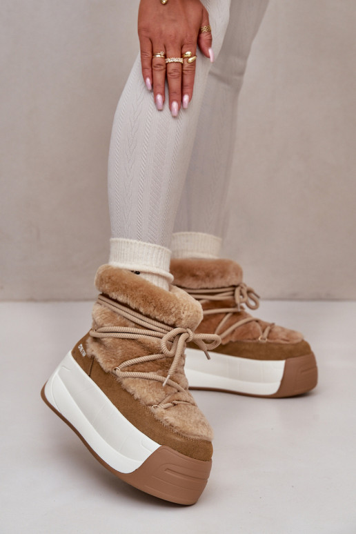 Peau Bottes de neige Féminin Sur une semelle épaisse avec un manteau de fourrure Big Star OO274A207 marron Peau Bottes de neige Féminin Sur une semelle épaisse avec un manteau de fourrure Big Star OO274A207 marron