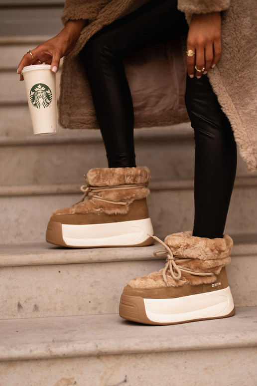 Peau Bottes de neige Féminin Sur une semelle épaisse avec un manteau de fourrure Big Star OO274A207 marron Peau Bottes de neige Féminin Sur une semelle épaisse avec un manteau de fourrure Big Star OO274A207 marron