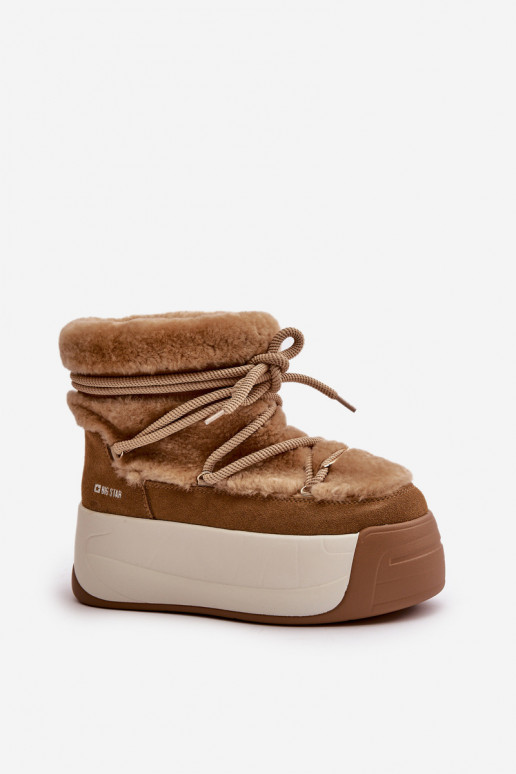 Peau Bottes de neige Féminin Sur une semelle épaisse avec un manteau de fourrure Big Star OO274A207 marron Peau Bottes de neige Féminin Sur une semelle épaisse avec un manteau de fourrure Big Star OO274A207 marron