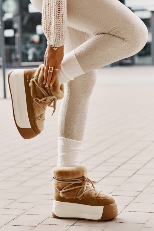 Peau Bottes de neige Féminin Sur une semelle épaisse avec un manteau de fourrure Big Star OO274A207 marron Peau Bottes de neige Féminin Sur une semelle épaisse avec un manteau de fourrure Big Star OO274A207 marron