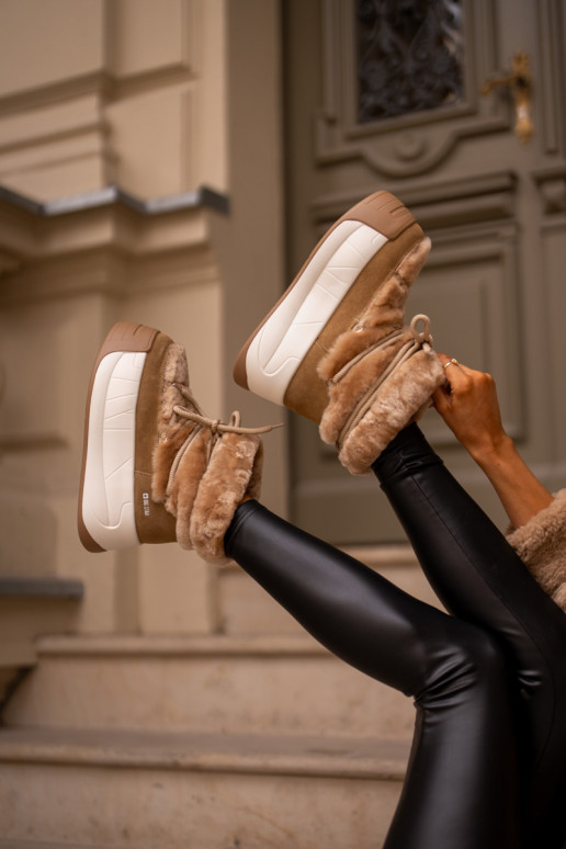 Peau Bottes de neige Féminin Sur une semelle épaisse avec un manteau de fourrure Big Star OO274A207 marron Peau Bottes de neige Féminin Sur une semelle épaisse avec un manteau de fourrure Big Star OO274A207 marron