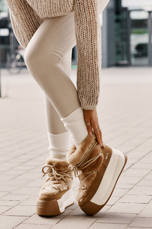 Peau Bottes de neige Féminin Sur une semelle épaisse avec un manteau de fourrure Big Star OO274A207 marron Peau Bottes de neige Féminin Sur une semelle épaisse avec un manteau de fourrure Big Star OO274A207 marron