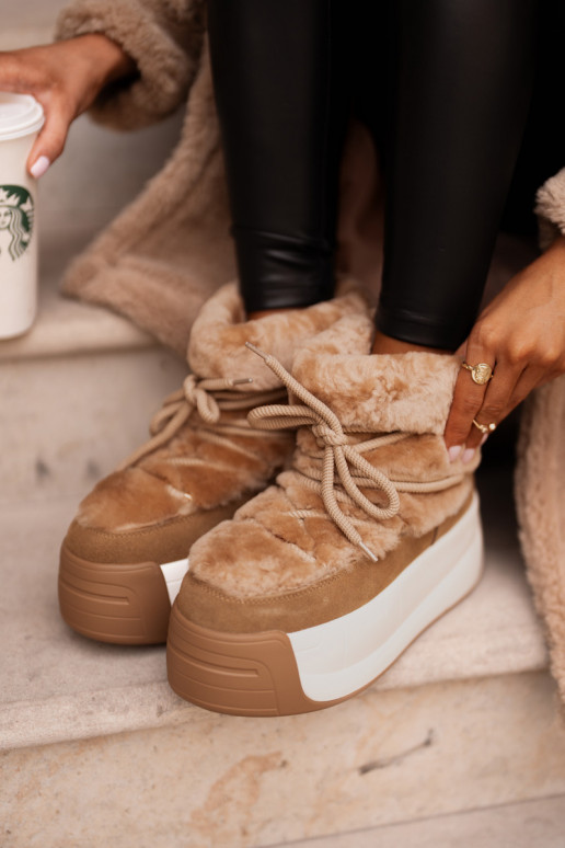 Peau Bottes de neige Féminin Sur une semelle épaisse avec un manteau de fourrure Big Star OO274A207 marron Peau Bottes de neige Féminin Sur une semelle épaisse avec un manteau de fourrure Big Star OO274A207 marron