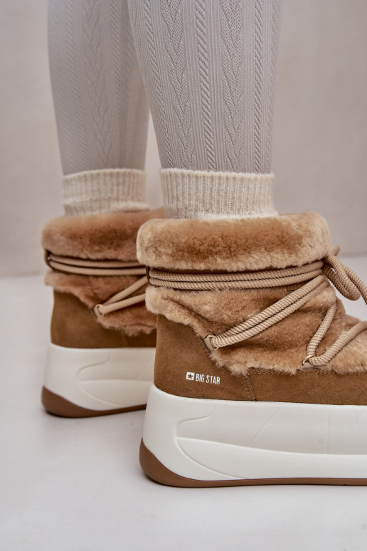 Haut Schneestiefel Feminin Auf dicker Sohle mit Pelzmantel Big Star OO274A207 braune Farbe Haut Schneestiefel Feminin Auf dicker Sohle mit Pelzmantel Big Star OO274A207 braune Farbe