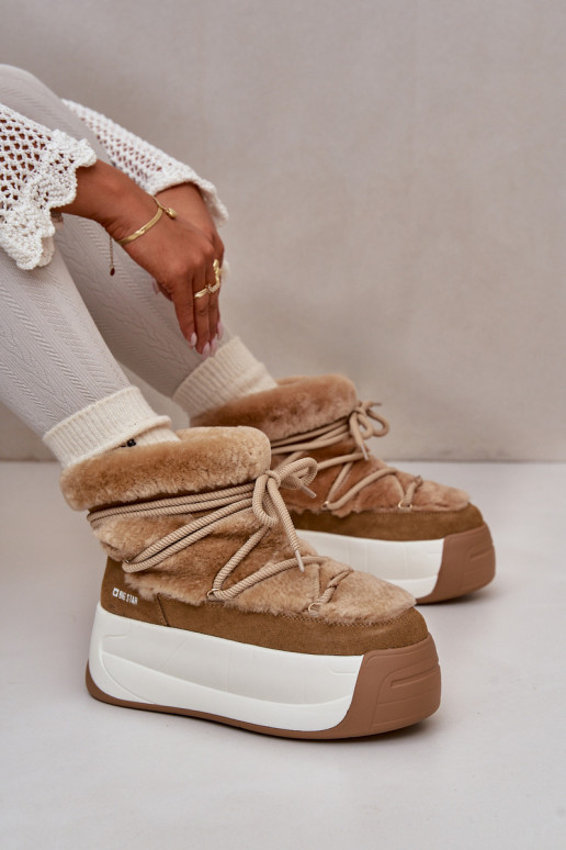 Peau Bottes de neige Féminin Sur une semelle épaisse avec un manteau de fourrure Big Star OO274A207 marron Peau Bottes de neige Féminin Sur une semelle épaisse avec un manteau de fourrure Big Star OO274A207 marron