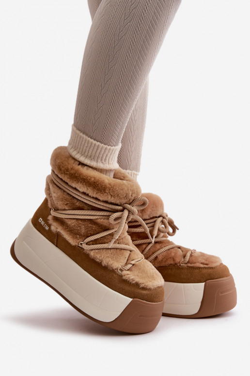 Haut Schneestiefel Feminin Auf dicker Sohle mit Pelzmantel Big Star OO274A207 braune Farbe Haut Schneestiefel Feminin Auf dicker Sohle mit Pelzmantel Big Star OO274A207 braune Farbe