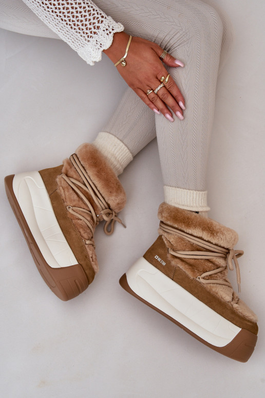 Peau Bottes de neige Féminin Sur une semelle épaisse avec un manteau de fourrure Big Star OO274A207 marron Peau Bottes de neige Féminin Sur une semelle épaisse avec un manteau de fourrure Big Star OO274A207 marron