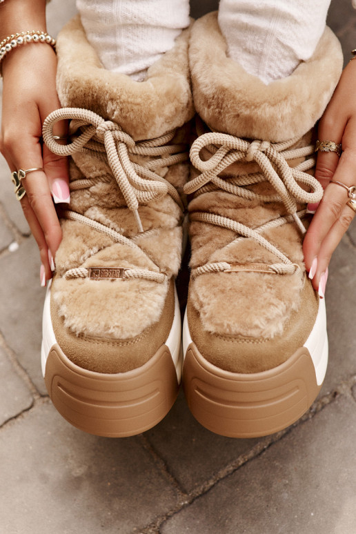 Peau Bottes de neige Féminin Sur une semelle épaisse avec un manteau de fourrure Big Star OO274A207 marron Peau Bottes de neige Féminin Sur une semelle épaisse avec un manteau de fourrure Big Star OO274A207 marron