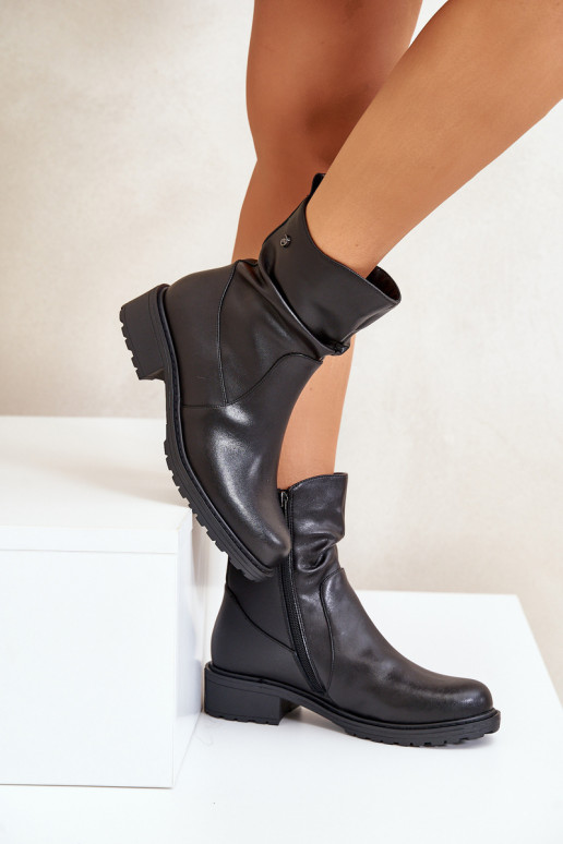 Haut Damenstiefel sich Zuarm laufen Mit Rüschen schZuarze Farbe Vinceza 66714