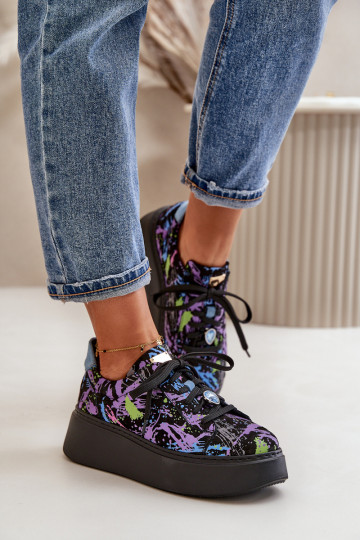 Peau baskets avec une plateforme Il fautciejka 06191-05 Couleur violette