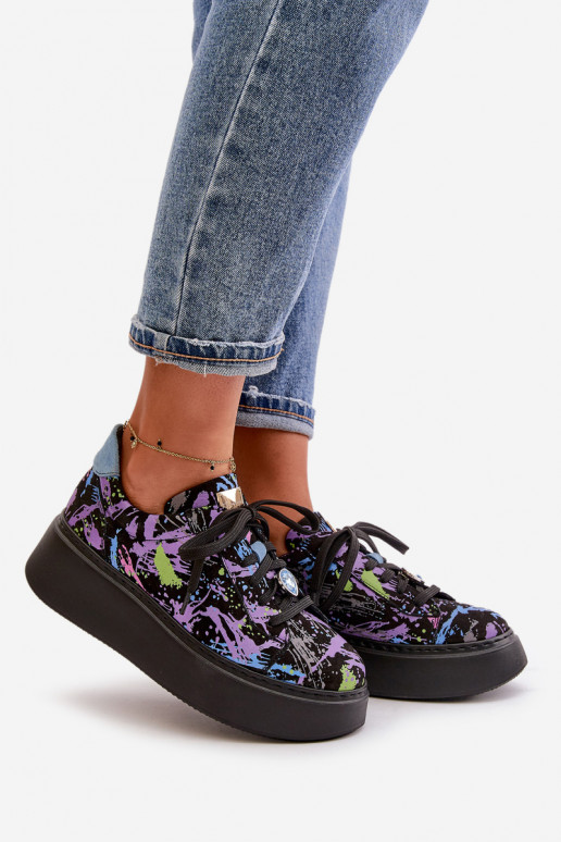 Peau baskets avec une plateforme Il fautciejka 06191-05 Couleur violette Peau baskets avec une plateforme Il fautciejka 06191-05 Couleur violette