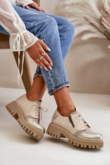 Schuhe Feminin Aus Ermöglichtturleder Beige Es mussciejka 06177-04