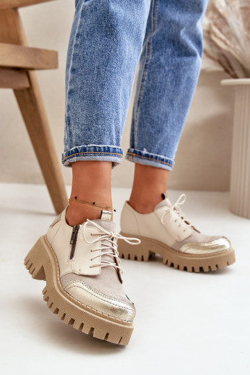 Schuhe Feminin Aus Ermöglichtturleder Beige Es mussciejka 06177-04 2