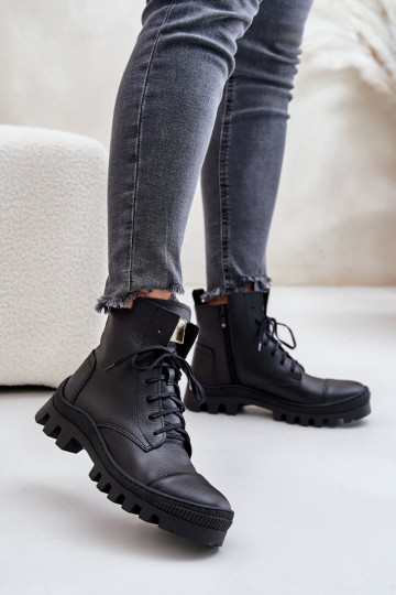 Zazoo 2831 Bottes pour femmes Fabriqué en cuir naturel couleur noire