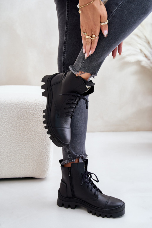 Zazoo 2831 Bottes pour femmes Fabriqué en cuir naturel couleur noire