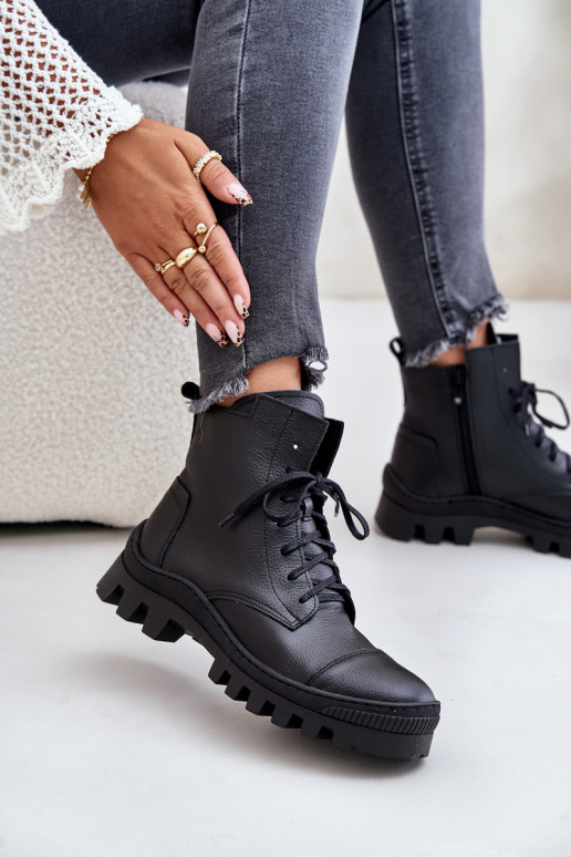 Zazoo 2831 Bottes pour femmes Fabriqué en cuir naturel couleur noire